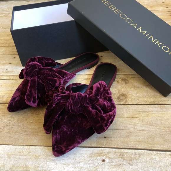 velvet bow mules